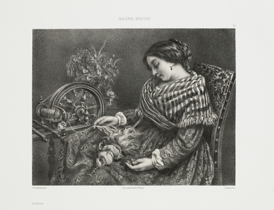 La Fileuse Bretonne based on a work by Gustave Courbet (etching)