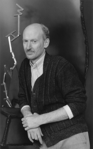 Bill Woodrow, London, England, 1989 (b/w photo)