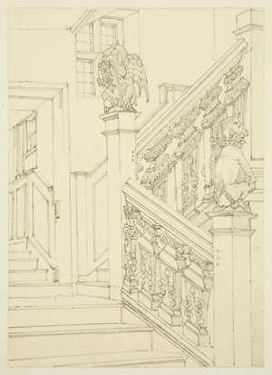 Staircase in Langton Mansion, on the Back (pencil on paper)