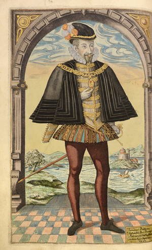 Emmanual Philibert, Duke of Savoy, from Honor Military, and Civill, William Segar, pub. Robert Barker, London, 1602 (hand coloured engraving)