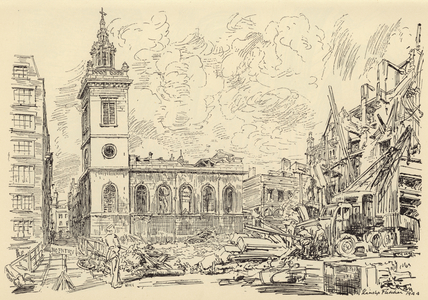 St Michael's Paternoster Royal (litho)