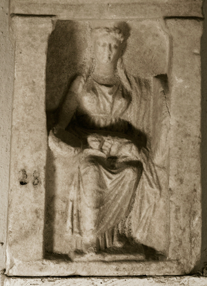 Cybele, goddess. Stone relief Chalkis, Greece (relief)