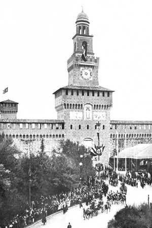 Sforzesco Castle, Milan, Italy, 1904 (b/w photo)