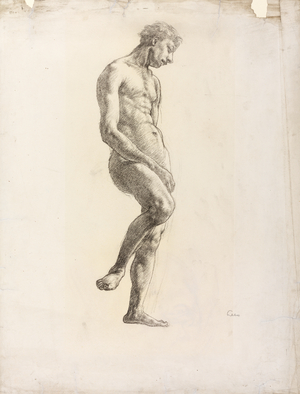 Standing Male Nude, c.1906-08 (black chalk on paper)