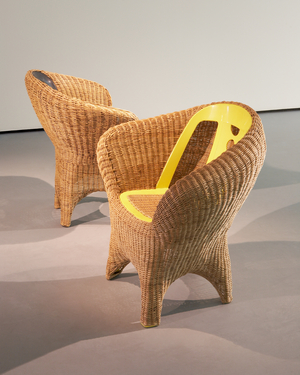 Cafe chair and Black cafe chair, 2007 (plastic chair, natural fiber, iron structure)