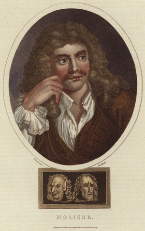 Portrait of Moliere (colour engraving)