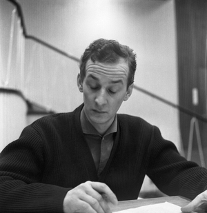 Actor Hanns Lothar at German TV and radio station Norddeutscher Rundfunk in Hamburg, Germany 1950s