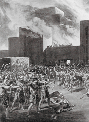 The Gutians capturing a Babylonian City (litho)