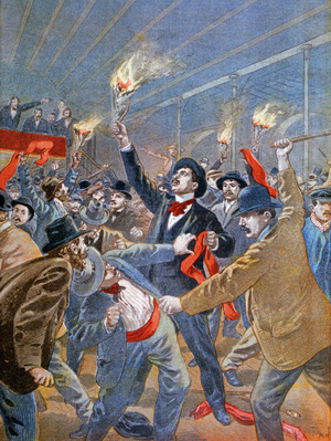 A Boer meeting broken up by pro-English agitators in South Africa, 1900