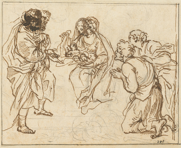 The Adoration of the Shepherds (black chalk with brown ink on laid paper)