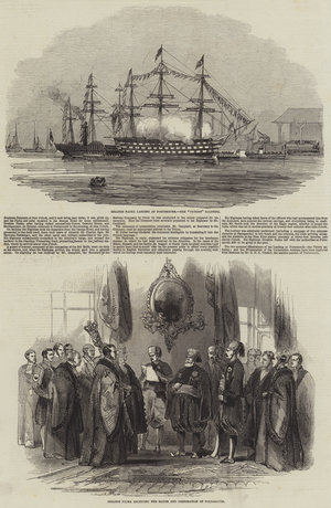 Arrival of Ibrahim Pacha at Portsmouth (engraving)