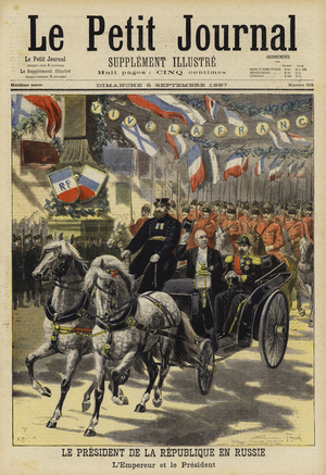 Visit of French President Felix Faure to Russia, 1897 (colour litho)