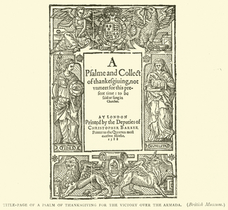 Title-page of a Psalm of Thanksgiving for the victory over the Armada (engraving)