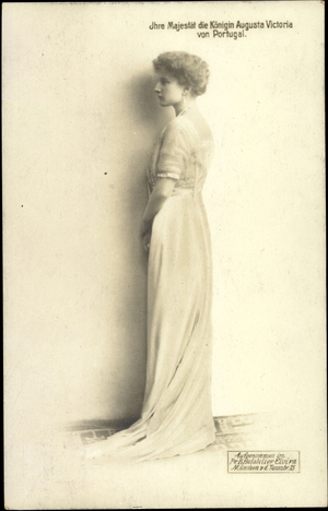 Ak Her Majesty the Queen Augusta Victoria of Portugal (b/w photo)