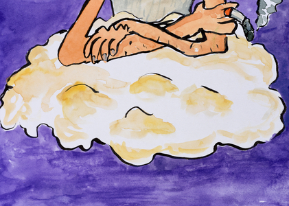 Smoking on a Cloud, 2017 (watercolour on paper)