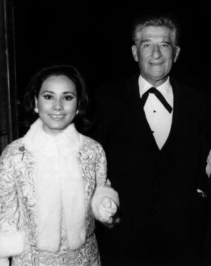 Paul-Louis Weiller, Former Aviator, With Mrs Soekarno at The Gala of Film "Battle of Britain" in Paris on September 19, 1969 (b/w photo)