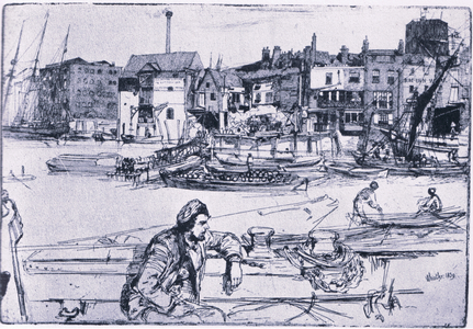 Black Lion Wharf (colour litho)