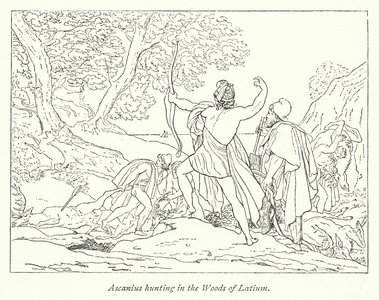 Ascanius hunting in the Woods of Latium (litho)