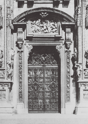 Milano / Milan: Duomo, Porta Maggiore, Pogliaghi (b/w photo)