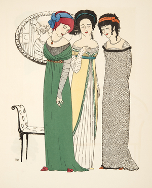 Three Evening Dresses from 'Les Robes de Paul Poiret' pub. 1908 (pochoir print)