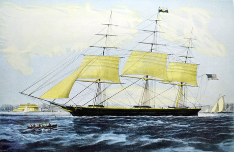 Currier & Ives Illustration 19th Century. Clipper Ship "Nightingale"