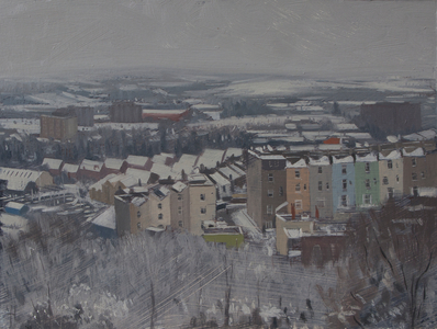 Looking southwest from brandon hill, january, 2013 (oil on board)