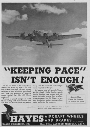 World War II Advertisement - Hayes Industries Incorporated