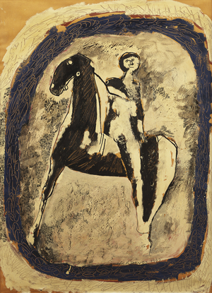 Horseman; Cavaliere, 1955 (drawn on buff paper)