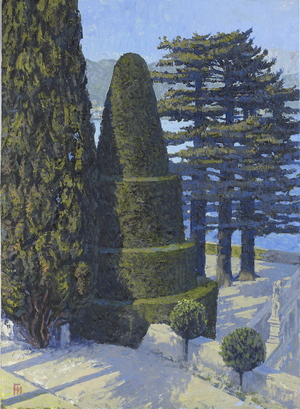 Isola Bella, Trees Clipped and Unclipped, 2011 (oil on linen)