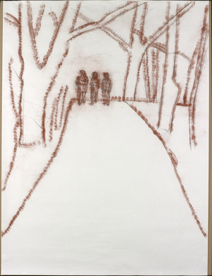 Walk Away, 2005 (charcoal on paper with pouncing & pigment)