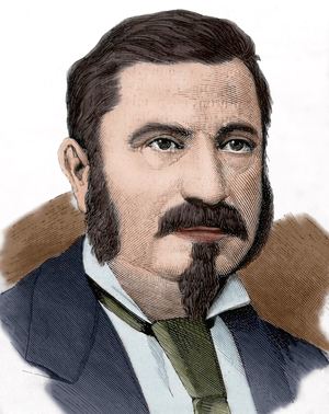 Manuel Orovio Echague (1817-1883), Aristocrat, lawyer and Spanish politician, Portrait (colour engraving)