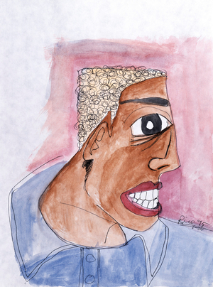 Profile 1995 Arnold Rice (20th C. American) Ink with watercolor Private Collection