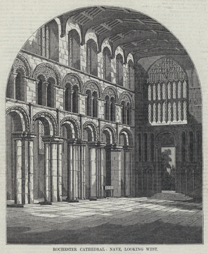Rochester Cathedral, Nave, looking West (engraving)