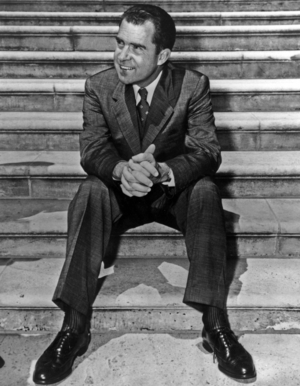 Richard Nixon (1913-1994) American Vice-President here on The Stairs of The Senate in 1956 (b/w photo)