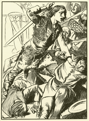 Hereward and his Men Attack the Normans (engraving)