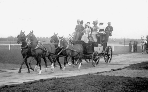 Equestrian sport (b/w photo)
