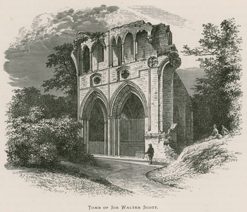 Dryburgh Abbey, Tomb of Sir Walter Scott (engraving)
