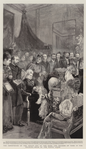 The Christening of the Infant Son of the Duke and Duchess of York in the Drawing-Room of the White Lodge (engraving)