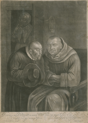 Betwixt a subtle priest and a cursed wife, I'm plagued for my trasgression (engraving)