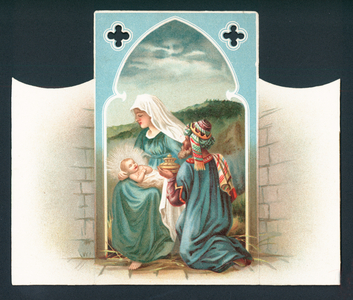 Nativity Scene, Christmas Card (chromolitho)