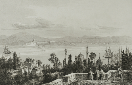 Constantinople. View of Pera, Armenian quarter suburb, 1838 (engraving)