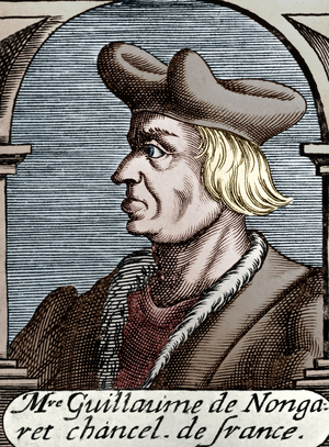 Guillaume de Nogaret (1260-1313) councillor and keeper of the seal to PhilipIV of France, engraving colrized document