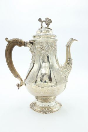 Coffeepot, 1754 (silver & wood)