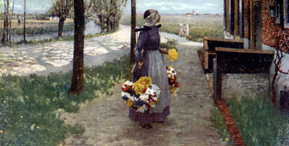 Flower Seller in Netherlands, 1909 (illustration)