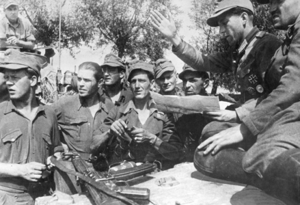 Orders conference on the Eastern front, 1944 (b/w photo)