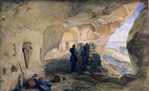 Galleries at Inkerman (Excavated Church in the Caverns) April 1855 (w/c)