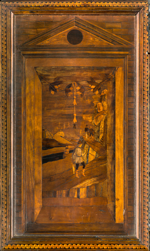 Lignaean Canonical Choir, Inlaid by Giovanni Maria Platina 1484, Superior Stall