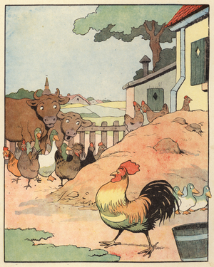 Illustration for Chantecler by Benjamin Rabier (colour litho)