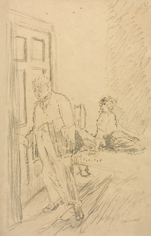 Off to the Pub, 1911 (Pen and ink and conté crayon on paper)