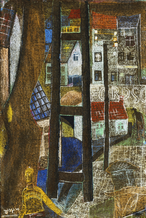 Cityscape; En Ville - Stadsgezicht, 1925 (oil on glass)